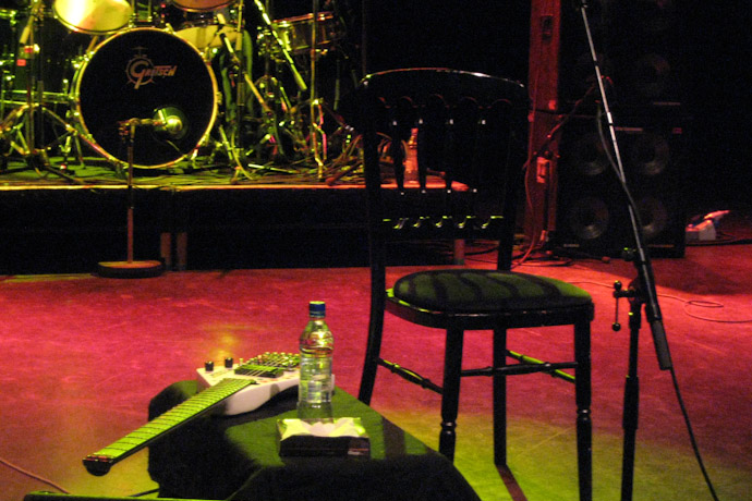 Chair setup ready for Johnny Winter to appear