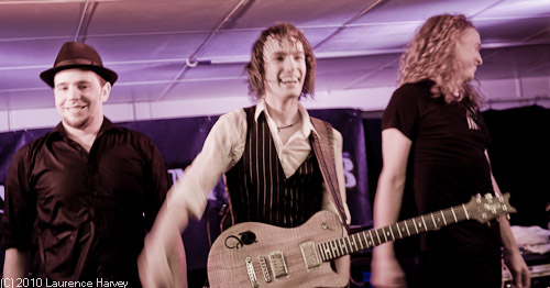 The band take a bow: Simon Dring (drums), Oli Brown (guitar) & Gary Rackham (bass)