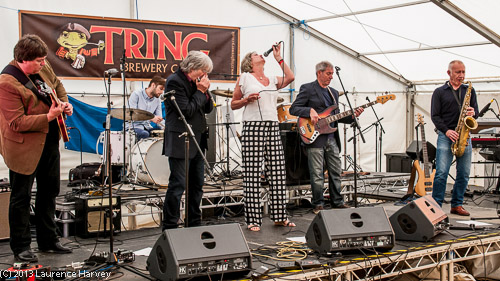 The Shufflepack on stage with guest vocalist Chris Lord