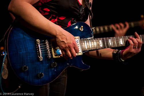 Clare Free's electric guitar work up close