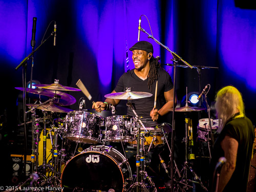 Jason Carpenter on  drum solo, Edgar Winter looks on