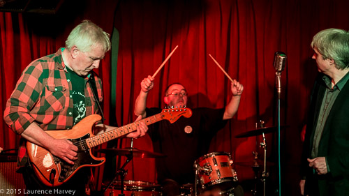 Storm Warning on stage, Russ Chaney on drums