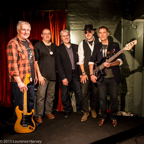 Storm Warning: Bob Moore (guitar), Russ Chaney (drums), Stuart 'Son' Maxwell (vocals & harmonica), Ian Salisbury (keys) & Derek White (bass)