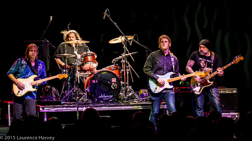 Walter Trout & his band on stage at The O2 Forum with special guest (& son) Jon Trout