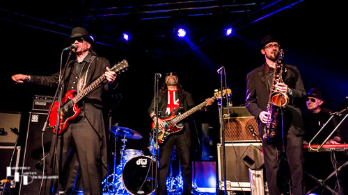 Hitman Blues Band: Russell 'Hitman' Alexander on vocals & guitar, John Kelly on tenor sax & Paul Gilmore on bass