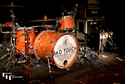 The stage is set.... Bad Touch's bass drum