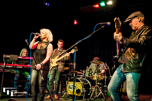 Rebecca Downes & her band on stage at The Limelight Theatre