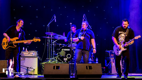 The Stevie Nimmo Trio (plus 1) on stage at The Harlington