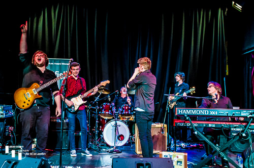 Catfish and guests Ben White & Cameron Evans on stage at The Limelight Theatre