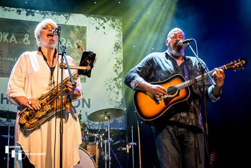Yoka (Qureshi-Kuiper) on sax & Big Ray (Qureshi) on guitar & vocals