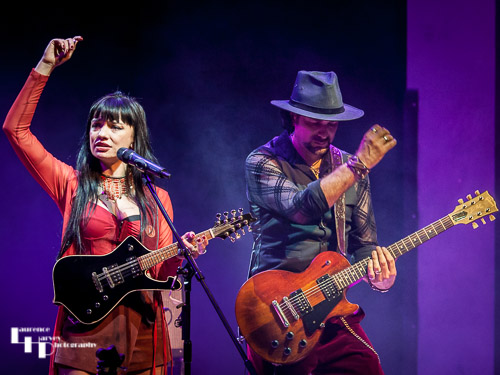 Grace Bond on mandolin & vocals, Aaron Bond on guitar