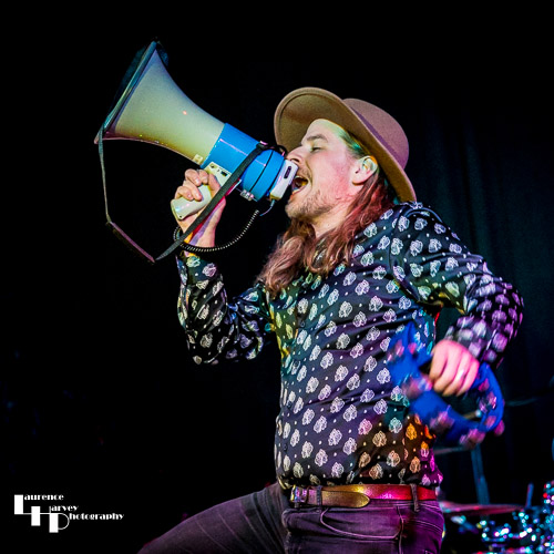 Joshua Carr on megaphone