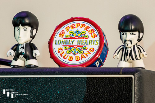 Beatles lucky charms on a Marshall amp