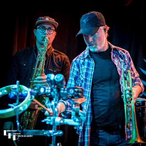 Julian Nalli on tenor saxophone, Stephen Dyte on trumpet