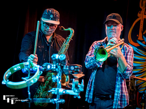 Julian Nalli on tenor saxophone, Stephen Dyte on trumpet