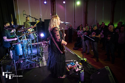 Chantel McGregor & her band on stage at The John Peel Centre