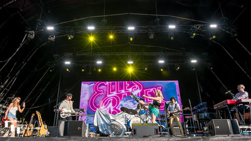 Elles Bailey & her band on stage at High Lodge, Thetford Forest