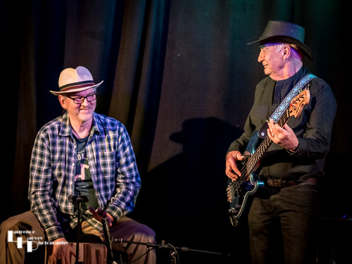 Mark Jones on Cajon drum, Miles Steeden on bass