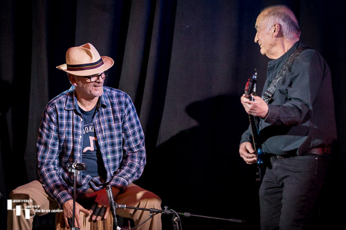 Mark Jones on Cajon drum, Miles Steeden on bass
