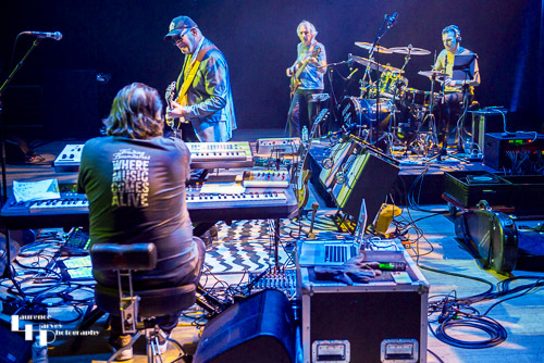 Jan Akkerman & his band on stage at The Apex