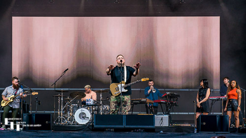 Rag 'n' Bone Man & his band on stage at High Lodge, Thetford Forest