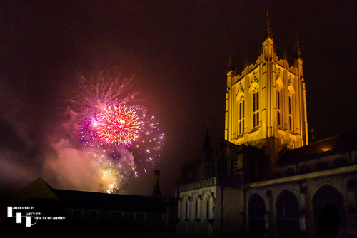 Fireworks over St. Edmundsbury Cathedral